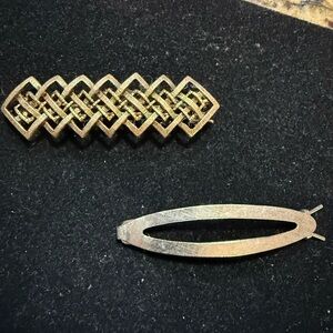 Vintage Metal Hair Barrettes- Gold and Silver